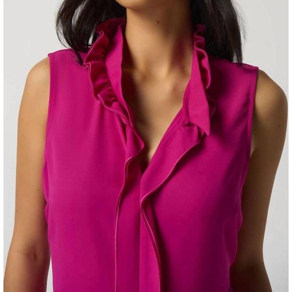 NEW JOSEPH RIBKOFF georgette top with ruffles in opulence - Picture 3 of 5